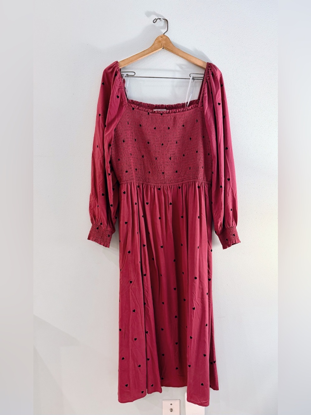 Women’s Pink Long Sleeve Smocked Maxi Dress